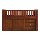 Rowe Dark Cherry Low Loft Bunk with Bookcase & 2 Dressers - Ornate Home