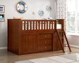 Rowe Dark Cherry Low Loft Bunk with Bookcase & 2 Dressers - Ornate Home