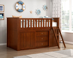 Rowe Dark Cherry Low Loft Bunk with Bookcase & 2 Dressers - Ornate Home