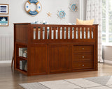 Rowe Dark Cherry Low Loft Bunk with Bookcase & 2 Dressers - Ornate Home
