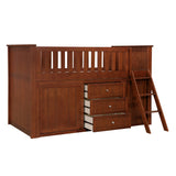 Rowe Dark Cherry Low Loft Bunk with Bookcase&Dresser - Ornate Home