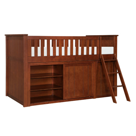 Rowe Dark Cherry Low Loft Bunk with Bookcase&Dresser - Ornate Home