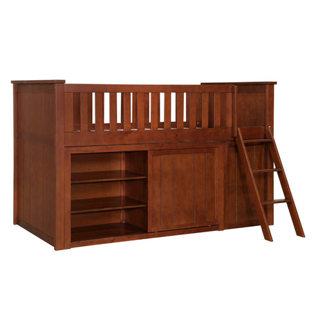 Rowe Dark Cherry Low Loft Bunk with Bookcase&Dresser - Ornate Home