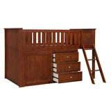 Rowe Dark Cherry Low Loft Bunk with Dresser - Ornate Home