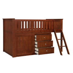 Rowe Dark Cherry Low Loft Bunk with Dresser - Ornate Home