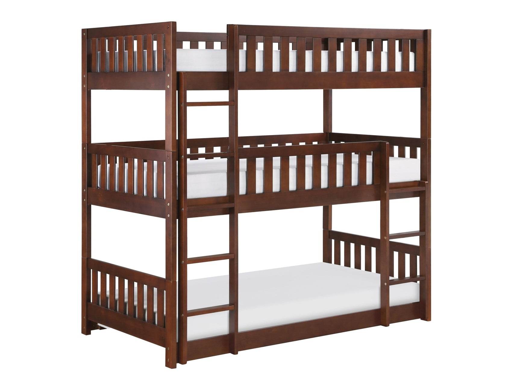 Rowe Dark Cherry Triple Bunk Bed - Ornate Home