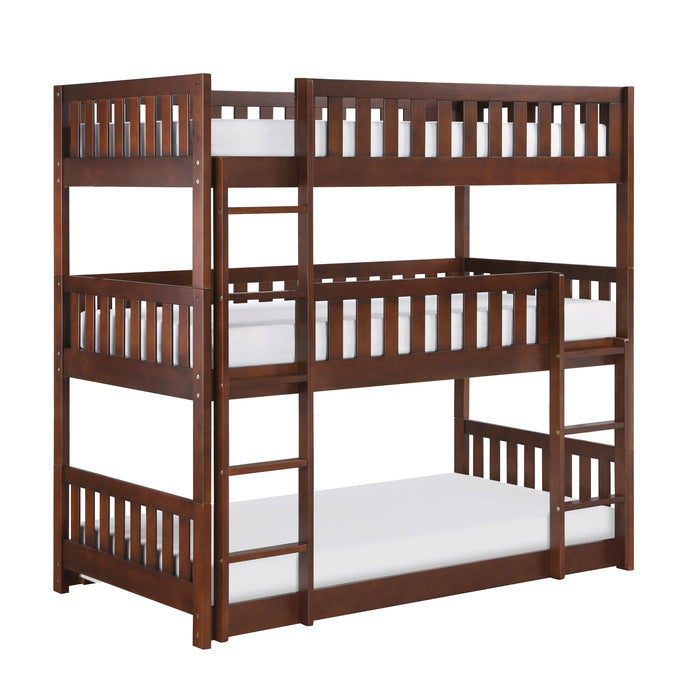 Rowe Dark Cherry Triple Bunk Bed - Ornate Home