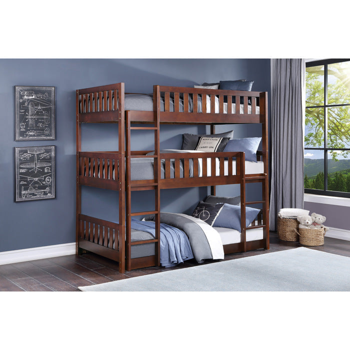 Rowe Dark Cherry Triple Bunk Bed - Ornate Home