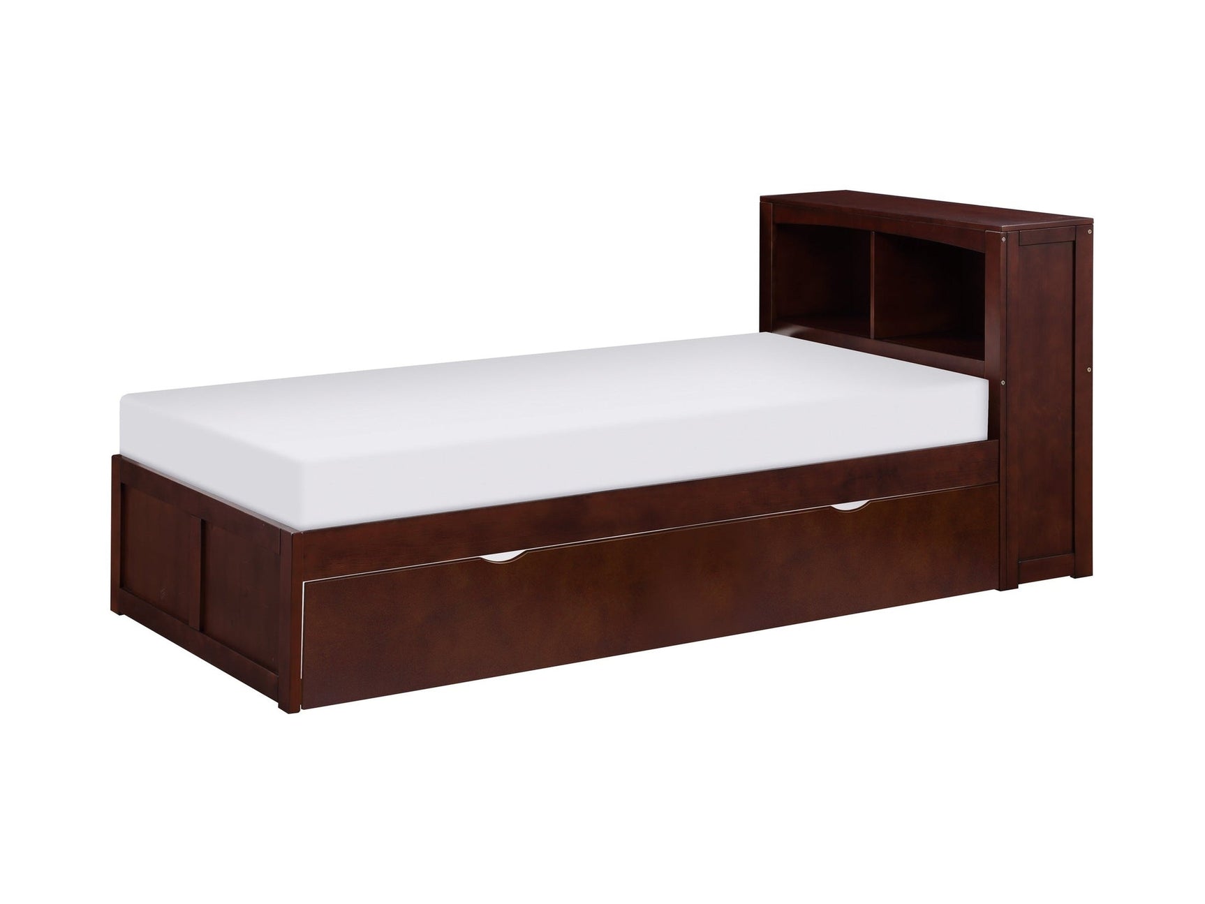 Rowe Dark Cherry Twin Bookcase Bed with Trundle - Ornate Home