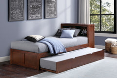 Rowe Dark Cherry Twin Bookcase Bed with Trundle - Ornate Home
