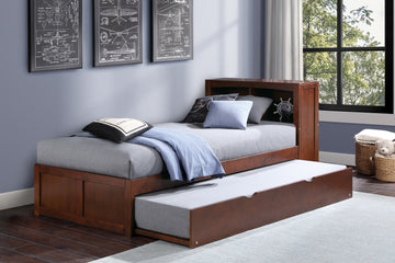 Rowe Dark Cherry Twin Bookcase Bed with Trundle - Ornate Home