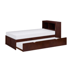Rowe Dark Cherry Twin Bookcase Bed with Trundle - Ornate Home