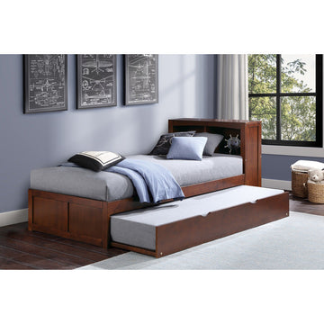 Rowe Dark Cherry Twin Bookcase Bed with Trundle - Ornate Home