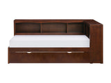 Rowe Dark Cherry Twin Bookcase Corner Bed with Trundle - Ornate Home