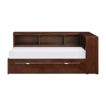 Rowe Dark Cherry Twin Bookcase Corner Bed with Trundle - Ornate Home