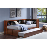 Rowe Dark Cherry Twin Bookcase Corner Bed with Trundle - Ornate Home