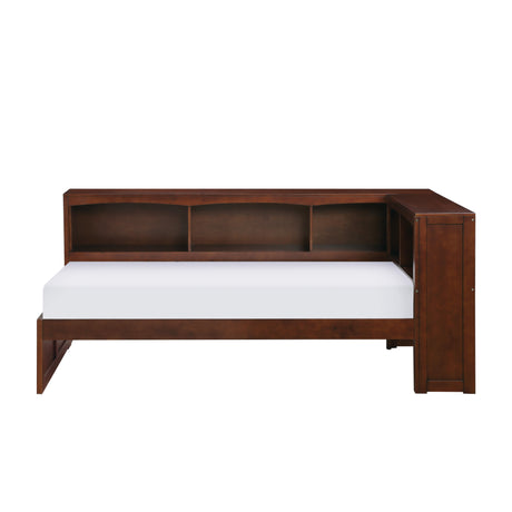 Rowe Dark Cherry Twin Bookcase Corner Platform Bed - Ornate Home