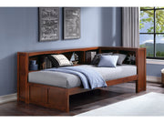 Rowe Dark Cherry Twin Bookcase Corner Platform Bed - Ornate Home