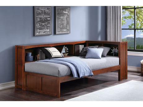 Rowe Dark Cherry Twin Bookcase Corner Platform Bed - Ornate Home
