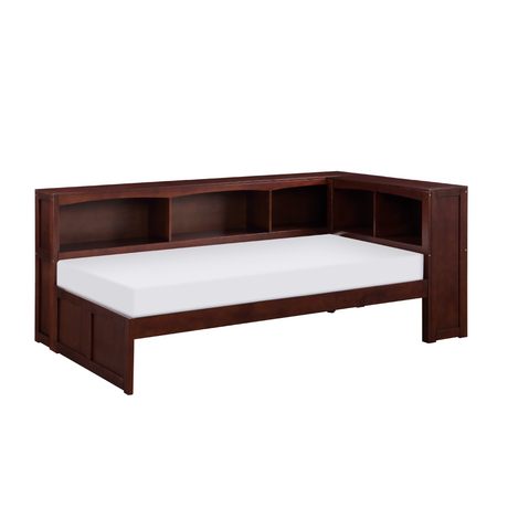 Rowe Dark Cherry Twin Bookcase Corner Platform Bed - Ornate Home
