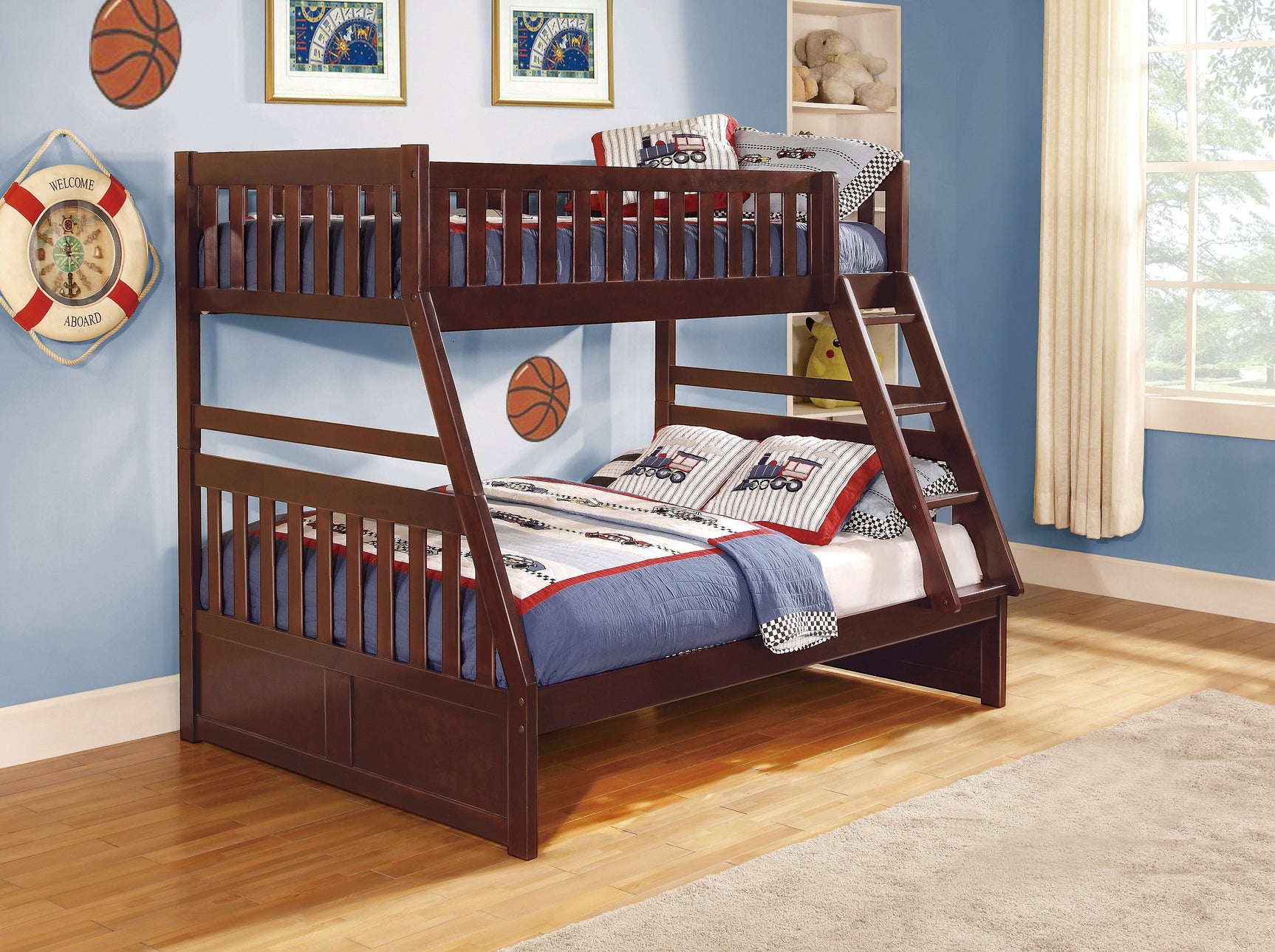 Rowe Dark Cherry Twin/Full Bunk Bed - Ornate Home
