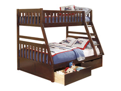 Rowe Dark Cherry Twin/Full Bunk Bed With Storage Boxes - Ornate Home