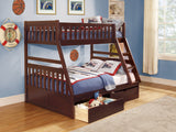 Rowe Dark Cherry Twin/Full Bunk Bed With Storage Boxes - Ornate Home