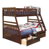 Rowe Dark Cherry Twin/Full Bunk Bed With Storage Boxes - Ornate Home