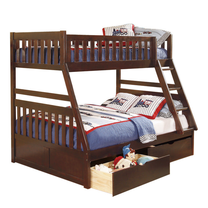 Rowe Dark Cherry Twin/Full Bunk Bed With Storage Boxes - Ornate Home