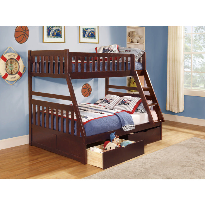 Rowe Dark Cherry Twin/Full Bunk Bed With Storage Boxes - Ornate Home