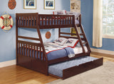Rowe Dark Cherry Twin/Full Bunk Bed with Twin Trundle - Ornate Home