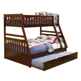 Rowe Dark Cherry Twin/Full Bunk Bed with Twin Trundle - Ornate Home