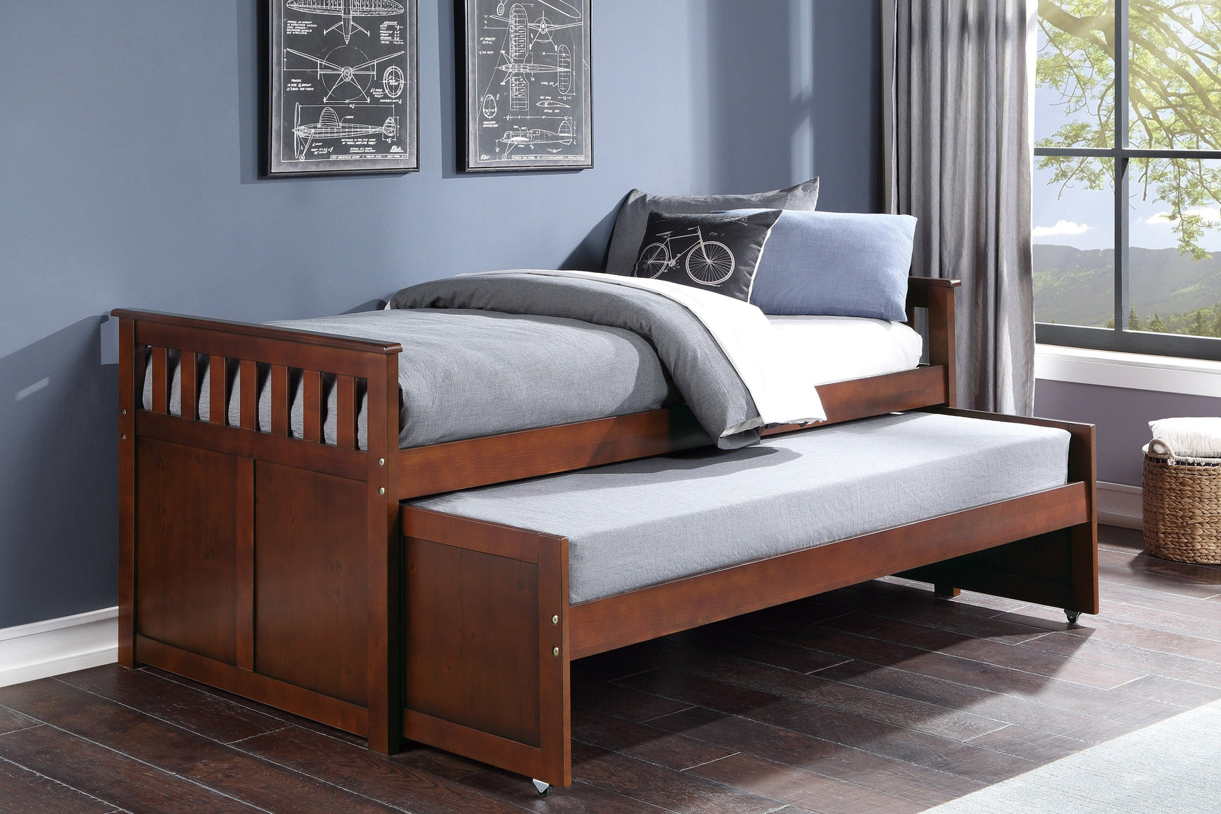 Rowe Dark Cherry Twin/Twin Bed - Ornate Home