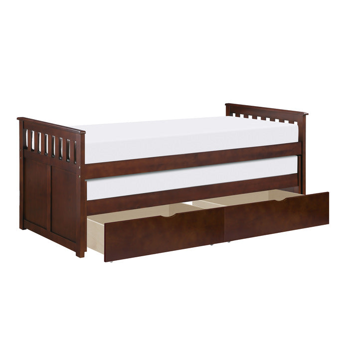 Rowe Dark Cherry Twin/Twin Bed with Storage Boxes - Ornate Home