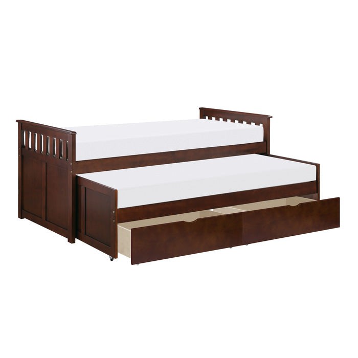 Rowe Dark Cherry Twin/Twin Bed with Storage Boxes - Ornate Home