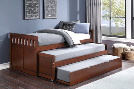 Rowe Dark Cherry Twin/Twin Bed with Twin Trundle - Ornate Home