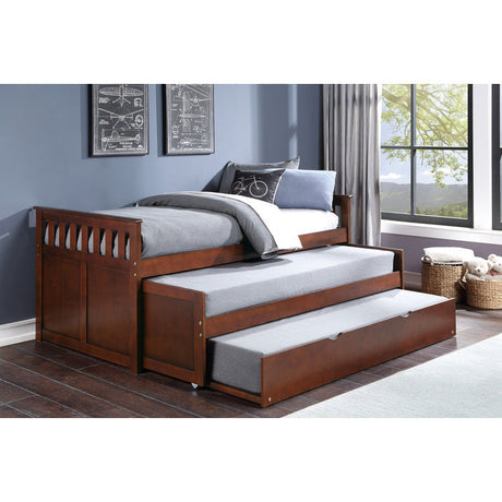 Rowe Dark Cherry Twin/Twin Bed with Twin Trundle - Ornate Home