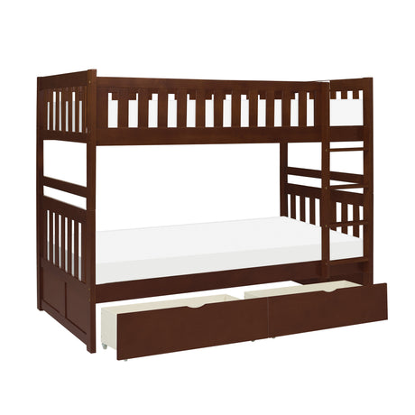 Rowe Dark Cherry Twin/Twin Bunk Bed - Ornate Home