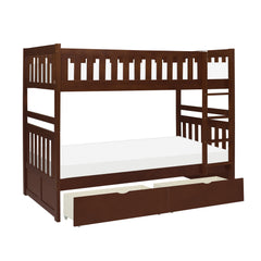 Rowe Dark Cherry Twin/Twin Bunk Bed With Storage Boxes - Ornate Home
