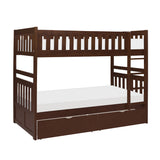 Rowe Dark Cherry Twin/Twin Bunk Bed With Storage Boxes - Ornate Home
