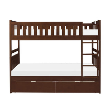 Rowe Dark Cherry Twin/Twin Bunk Bed With Storage Boxes - Ornate Home
