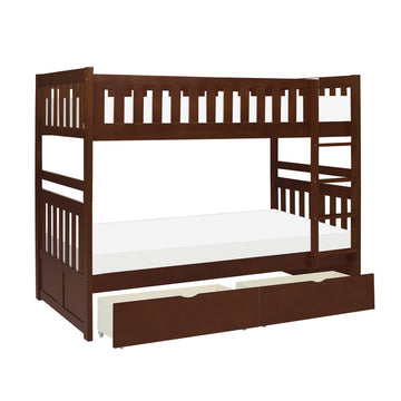Rowe Dark Cherry Twin/Twin Bunk Bed With Storage Boxes - Ornate Home