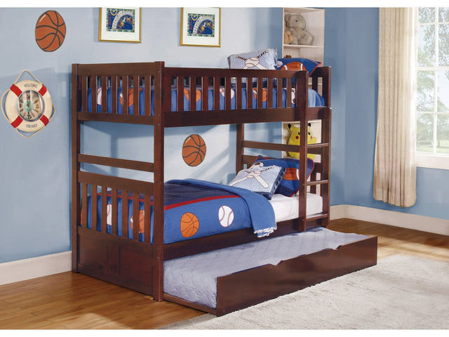 Rowe Dark Cherry Twin/Twin Bunk Bed with Twin Trundle - Ornate Home