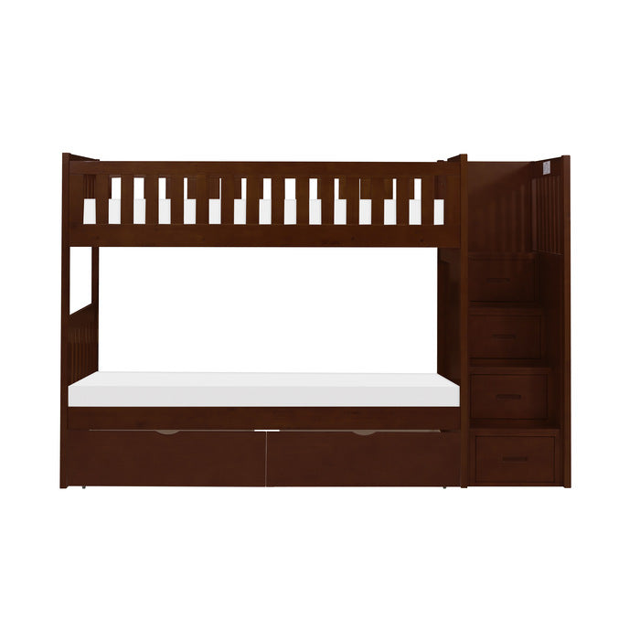 Rowe Dark Cherry Twin/Twin Step Bunk Bed - Ornate Home