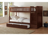 Rowe Dark Cherry Twin/Twin Step Bunk Bed with Twin Trundle - Ornate Home