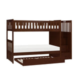 Rowe Dark Cherry Twin/Twin Step Bunk Bed with Twin Trundle - Ornate Home