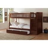 Rowe Dark Cherry Twin/Twin Step Bunk Bed with Twin Trundle - Ornate Home