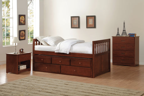 Rowe Dark Cherry Twin/Twin Trundle Bed - Ornate Home