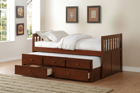 Rowe Dark Cherry Twin/Twin Trundle Bed - Ornate Home