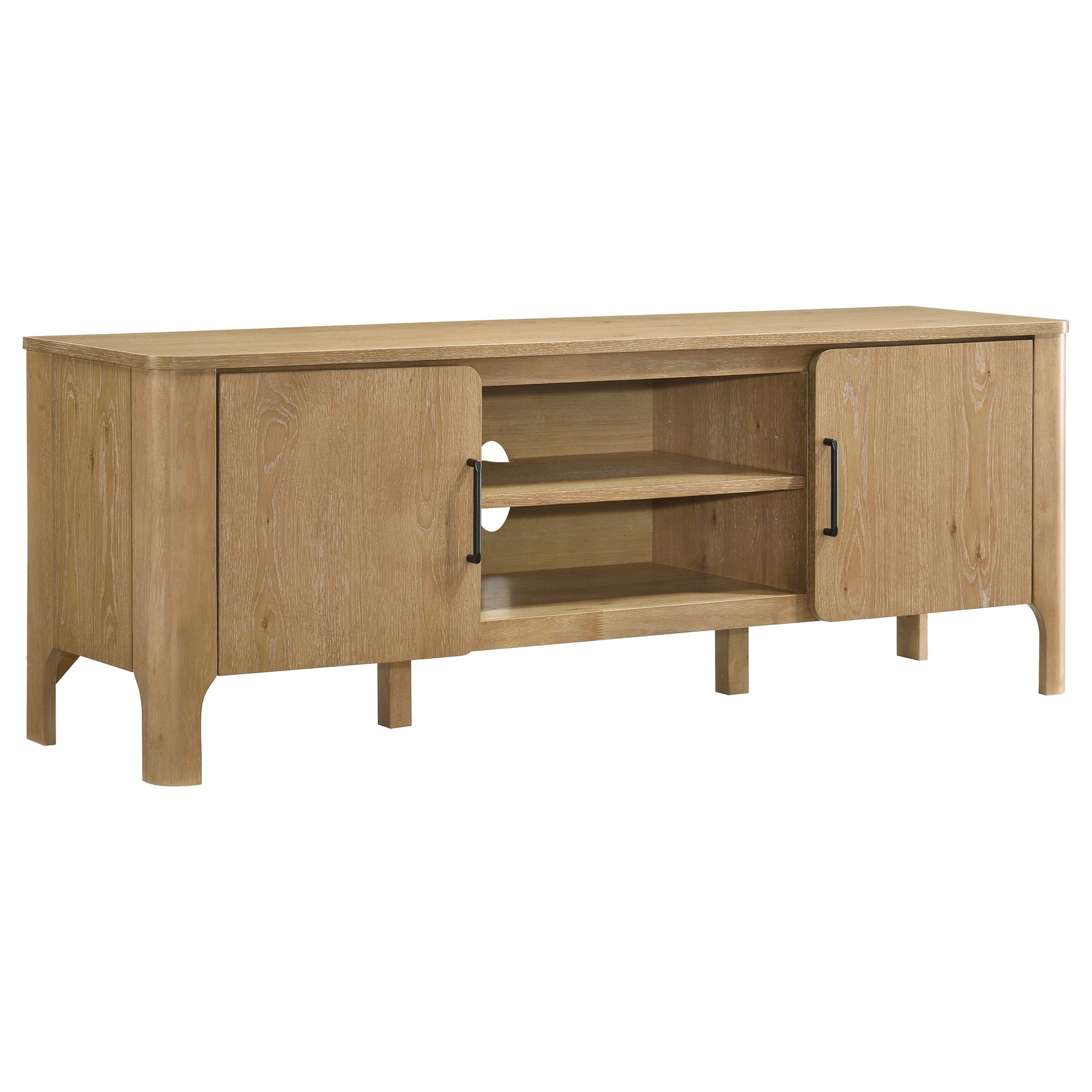 Rowe Light Oak 65-inch 2-door Wood TV Stand Media Console - Ornate Home